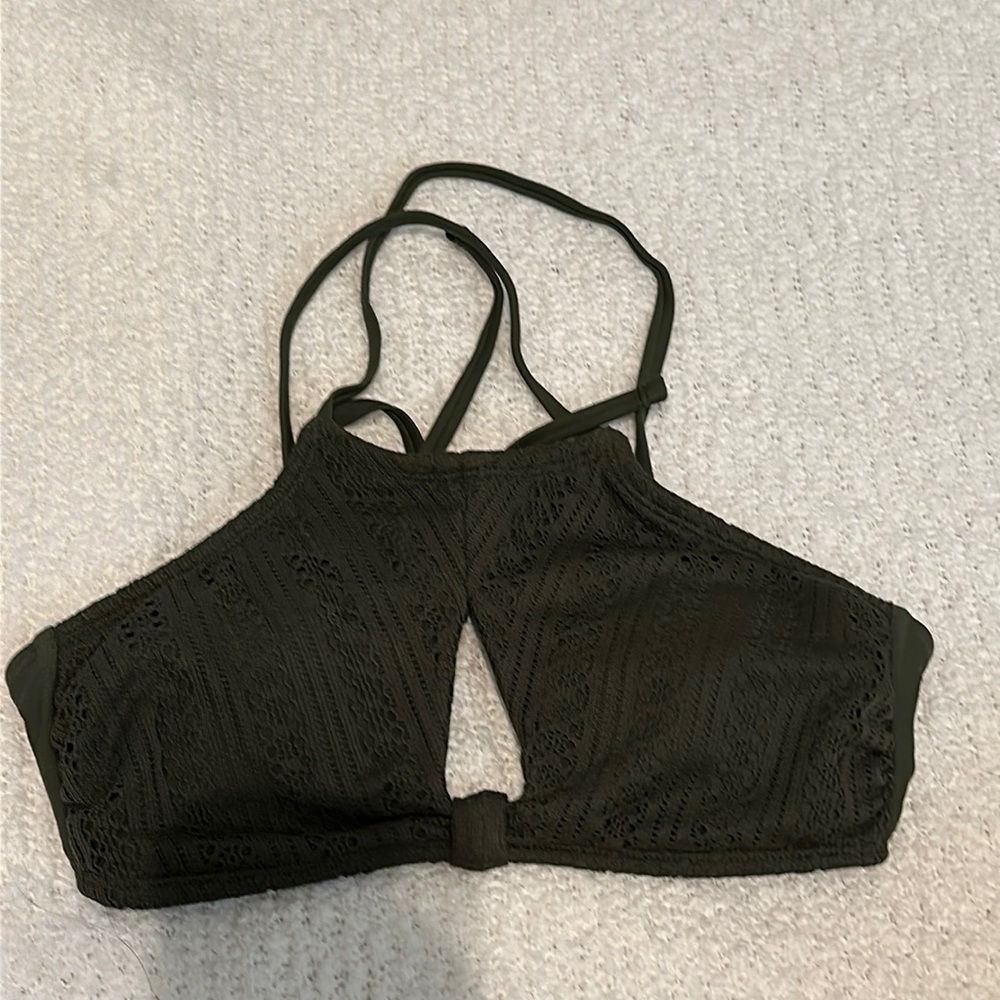 Halter Top Knot Front Crochet High Neck Bikini Top